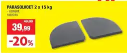 Hubo Garden Plus parasolvoet 15kg cement antraciet 2 stuks aanbieding