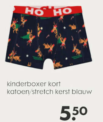 HEMA Kinderboxer kort katoen/stretch kerst blauw aanbieding