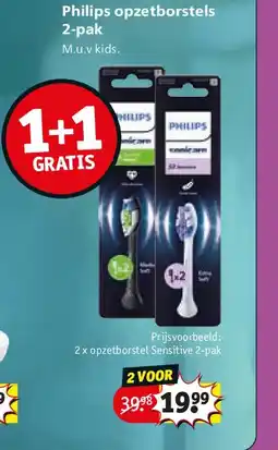 Kruidvat Philips opzetborstels 2-pak aanbieding