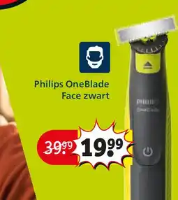 Kruidvat Philips OneBlade Face zwart aanbieding