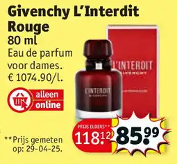 Kruidvat Givenchy L’Interdit Rouge aanbieding