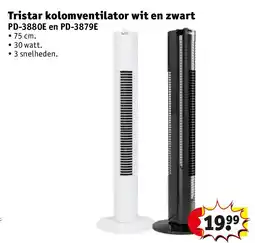 Kruidvat Tristar kolomventilator wit en zwart aanbieding