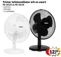 Kruidvat Tristar tafelventilator wit en zwart aanbieding