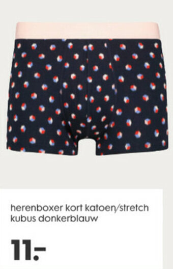 HEMA Herenboxer kort katoen/stretch kubus donkerblauw aanbieding