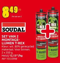 Brico Soudal set van 2 montagelijmen t-rex aanbieding