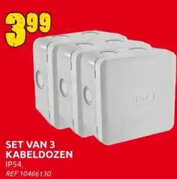 Brico Set van 3 kabeldozen IP54. aanbieding