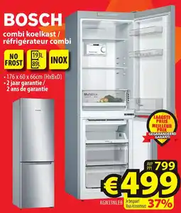 ElectroStock Bosch combi koelkast / réfrigérateur combi KGN33NLEB aanbieding