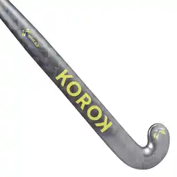 Decathlon Hockeystick voor expert volwassenen extra low bow 95% carbon FH995 grijs geel aanbieding