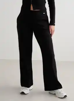 Decathlon Dames Yoga Broek met Wijde Pijpen Geribbelde Lichtgewicht Zwart aanbieding