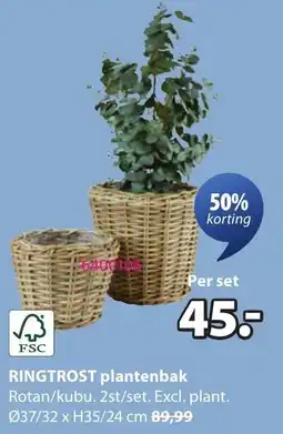 Jysk RINGTROST plantenbak Rotan/kubu. 2st/set. Excl. plant. aanbieding