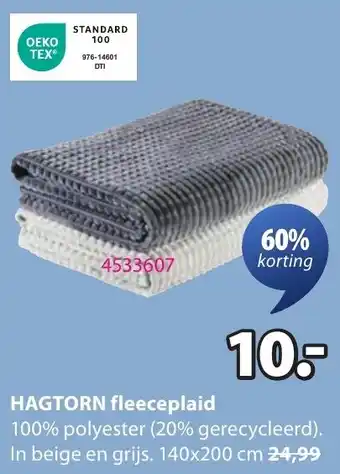 Jysk Hagtorn Fleeceplaid aanbieding