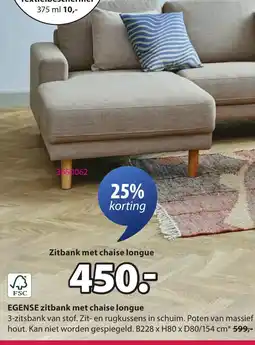 Jysk Egense Zitbank met Chaise Longue aanbieding