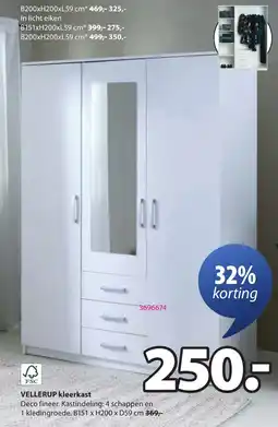 Jysk Vellerup Kleerkast aanbieding