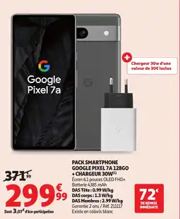 Auchan Pack Smartphone Google Pixel 7a 128go + Chargeur 30W aanbieding