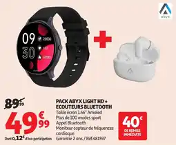 Auchan Pack Abyx Light HD + Ecouteurs Bluetooth aanbieding