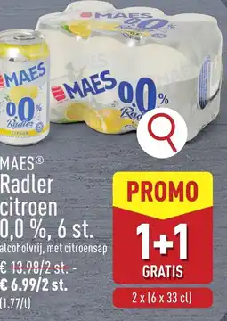 ALDI Maes radler citroen 0,0 % aanbieding