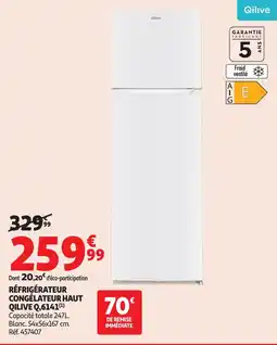 Auchan Réfrigérateur Congélateur Haut Qilive Q,6141 aanbieding