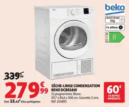 Auchan Sèche Linge Condensation Beko DCB816W aanbieding