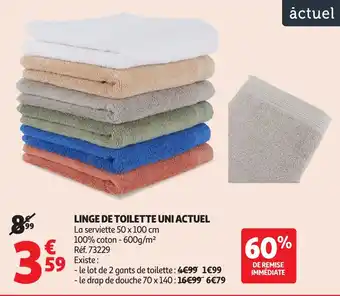 Auchan Linge de toilette uni actuel aanbieding