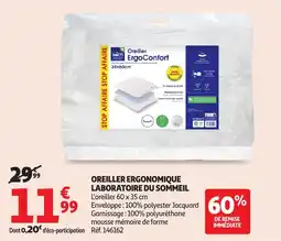 Auchan Oreiller ergonomique laboratoire du sommeil aanbieding