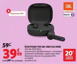 Auchan Écouteurs TWS JBL vibe flex noir aanbieding