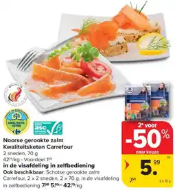 Carrefour Market Noorse gerookte zalm Kwaliteitsketen Carrefour aanbieding