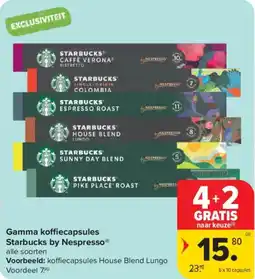 Carrefour Market Gamma koffiecapsules Starbucks by Nespresso aanbieding