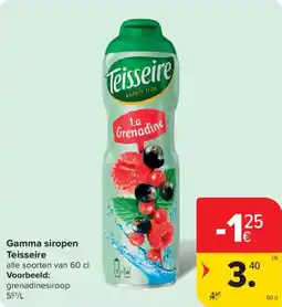 Carrefour Market Gamma siropen Teisseire aanbieding