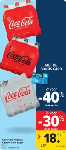 Carrefour Market Coca-Cola Regular, Light of Zero Sugar aanbieding