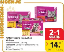Carrefour Market Kattenvoeding in pouches Whiskas aanbieding