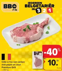 Carrefour Market Côte à l'os van varken met peper en zout Premium Grill aanbieding
