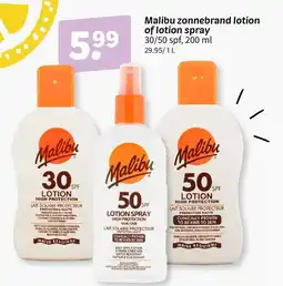 Wibra Malibu zonnebrand lotion of lotion spray 30/50 spf aanbieding