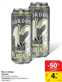 Carrefour Bier in blikjes Gordon aanbieding