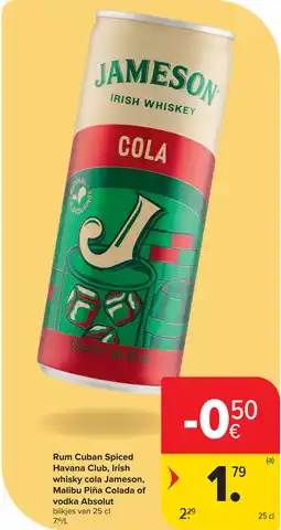 Carrefour Jameson Irish Whiskey Cola aanbieding