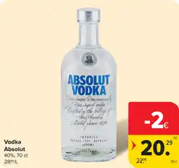 Carrefour Vodka Absolut Absolut 40%, 70 cl 2899/L aanbieding