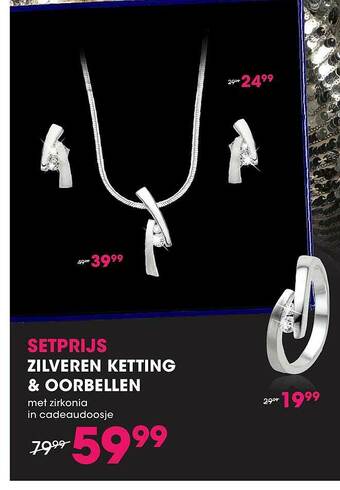 Lucardi Zilveren Ketting & Oorbellen aanbieding