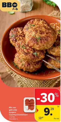 Carrefour Mix van gekruide burgers Country / Chimichurri aanbieding