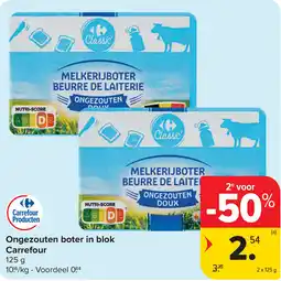 Carrefour Ongezouten boter in blok Carrefour aanbieding