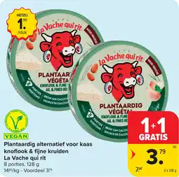 Carrefour Plantaardig alternatief voor kaas knoflook & fijne kruiden La Vache qui rit aanbieding