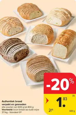 Carrefour Authentiek brood verpakt en gesneden aanbieding