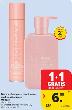 Carrefour Gamma shampoos, conditioners en droogshampoos Monday aanbieding