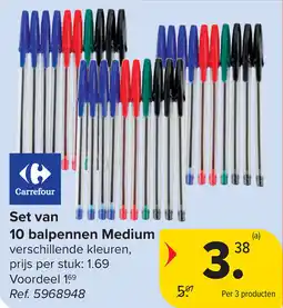 Carrefour Set van 10 balpennen Medium aanbieding