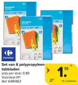 Carrefour Set van 6 polypropyleen tabbladen aanbieding