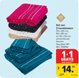 Carrefour Set van 3 handdoeken aanbieding