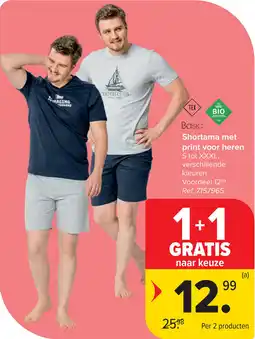 Carrefour Basic Shortama met print voor heren aanbieding