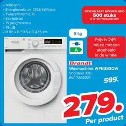 Carrefour Brandt Wasmachine WFB383QW aanbieding