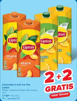 Carrefour Limonade in brik Ice Tea Lipton aanbieding