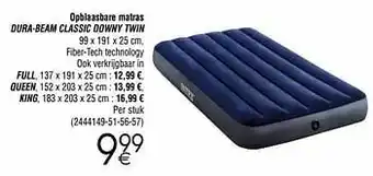 Cora Opblaasbare matras dura-beam classic downy twin aanbieding