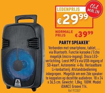 Trafic Party speaker idance groove 114 aanbieding