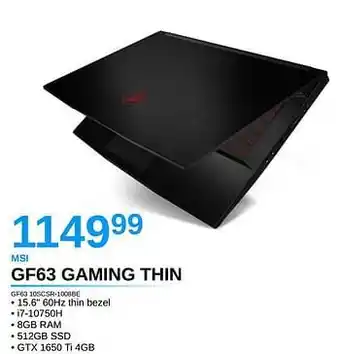 AUVA Msi gf63 gaming thin gf63 ioscsr-1008be aanbieding